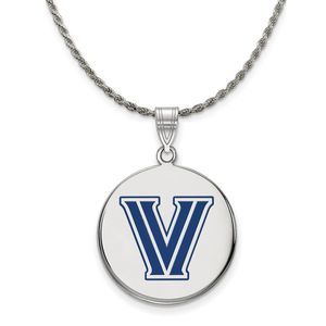 Sterling Silver Villanova U. Large Enamel Disc Necklace - 20 Inch